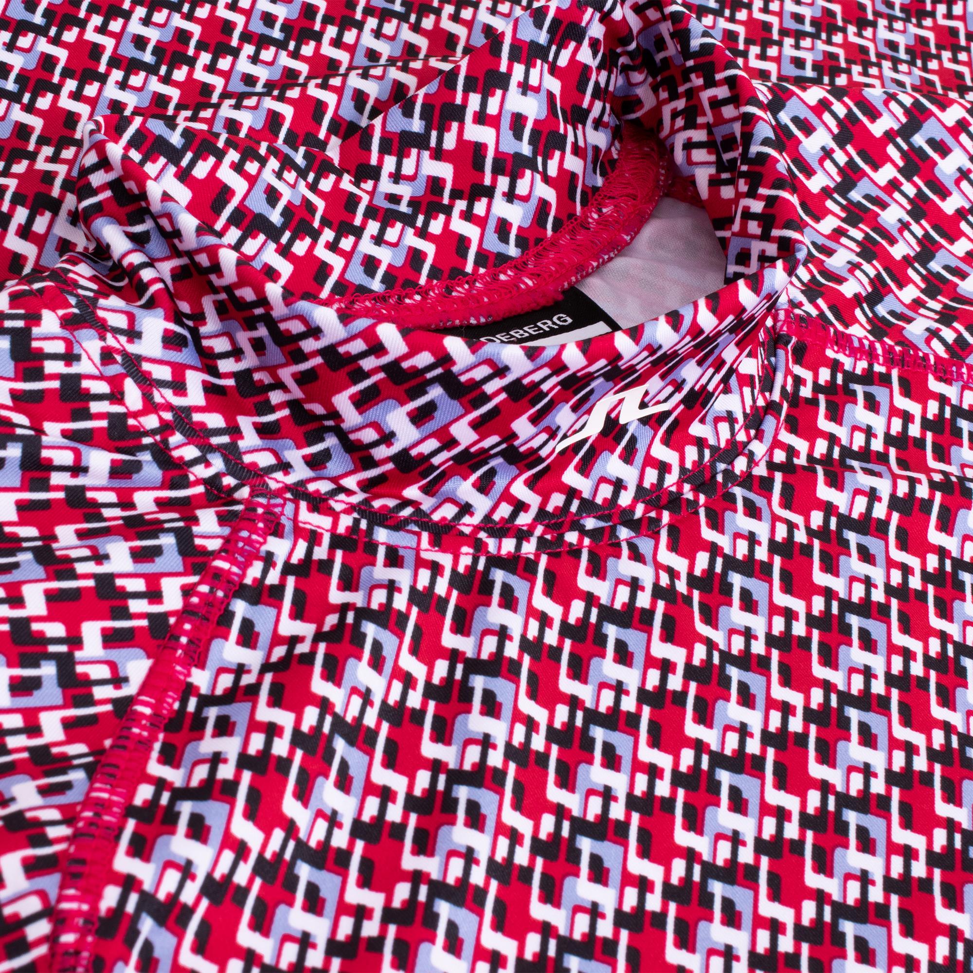 J Lindeberg Asa Print Soft Compression Ladies Golf Top JL Micro Bridge Rose Red